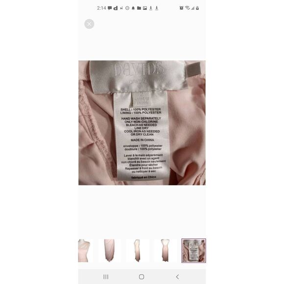 DAVID'S BRIDAL PINK ONE SHOULDER GOWN SZ.2 EUC - Picture 7 of 7